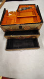 Vintage Hand Painted Floral Wooden Jewelry Box 2 Drawers Mirror Folk Art