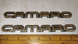 Vintage OEM Chevy Camaro Gold Metal Badges Pair 7-5/8" Emblems Lot 82-92