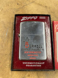 NIB 1953-54 Zippo Lighter Vintage Burrell Contractors Red Stripe Box Collectible