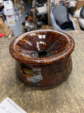 1800's Rockingham Glaze Stoneware Spittoon Cuspidor Brown Mottled Antique Bennin