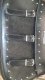 Universal Studded Black Synthetic Leather Motorcycle Saddlebags Eagle Bolt On