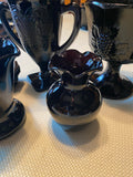 Vtg L.E. Smith Black Amethyst Dancing Nymph vases Glassware Antique Candle hold