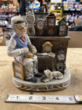 Vintage Enesco Hallmark 1979 Bisque Clock Watch Maker Repair Man Figurine 6.5