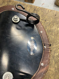 larosa Brown Leather Solo Motorcycle Seat Iron Cross Braided Harley Chopper spri