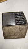 Vtg Metal Drill Index Case with 23 Mixed Bits 1/16 to 1/2 by 64ths Made in USA