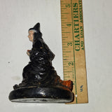 Vintage Plastic Halloween Witch Figurine Crocheted Jack O Lantern Pin Earrings
