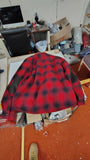 Field & Stream Mens Medium Red Black Plaid Sherpa Lined Flannel Shirt Jacket