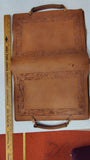 Vintage Hand Tooled Western Leather Portfolio Briefcase Oak Leaf Document Case