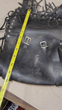 Vtg Black Leather Motorcycle Tool Bag Studded Fringe Biker Fork Handlebar Pouch