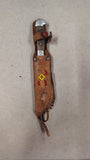 Vintage 1950s Japan Mini Bowie Knife Compass Handle Wood Grip Beaded Sheath