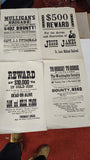 Vintage Old West Wanted Reward Posters Lot of 6 w/ Antique Scrapbook Album