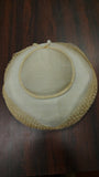 Vintage 1950s Beige Satin Half Hat Velvet Trim Bridal Cocktail Fascinator