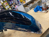 2026 Front Fender Harley Heritage Teal Thunder/Vivid black Tip Trim Emblems OEM!