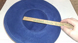 Vintage Betmar NY Wool Felt Wide Brim Hat  Blue Purple Satin Pearl Accent
