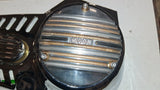 Harley 4-Speed V-Twin Vented Chrome Outer Primary Cover Set w/ MOON Derby & Joke