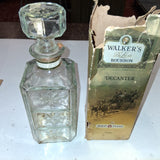 Vintage 1980 Walkers DeLuxe Bourbon Glass Decanter Bottle 750ml 8 Year With Box