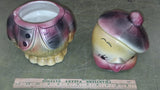 Rare 1950s American Bisque Ceramic Chick Cookie Jar Plaid Jacket Beret Mint USA