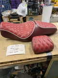Custom Diamond Stitch Seat & Sissybar pad Harley Sportster 07+ 883 1200 red maro