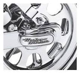 Harley OEM Logo Chrome Rear Axle Covers Pair 44346-06 Dyna FXD Street Bob Glide