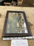 Currier Ives Winter Prints Framed Home to thanksgiving Vintage Painting Antique