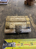 Vintage Moroccan Camel Brass Bone Horn Trinket Jewelry Box Purple Velvet Lining