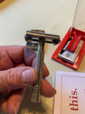 Vtg Gillette Double Edge Safety Wet Shaving Razor W Case 1958 Barber TV Special