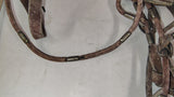 Vtg Western Parade Show Bridle Rolled Leather Silver Colored Ferrules Horse Head