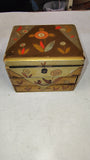 Vintage Hand Painted Floral Wooden Jewelry Box 2 Drawers Mirror Folk Art
