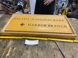 Vintage Wood Sign Board Pacific National Bank Harbor Branch Florida Miami NY!