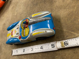 Vintage Tin Toy Race Car Friction Driver Figure Blue Silver 5 Haji Japan Mansei