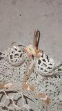 2 Vtg Shabby Chic Crochet Doily Bonnet Hat Wall Hanging Flower Lot 1980s