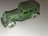 Vintage Arcade Cast Iron Sedan Toy Car Green White Rubber Tires 5 Inch 1930s