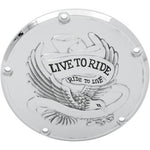 Chrome live to ride derby Cover Harley Twin Cam Softail Touring Dyna FLH Heritag