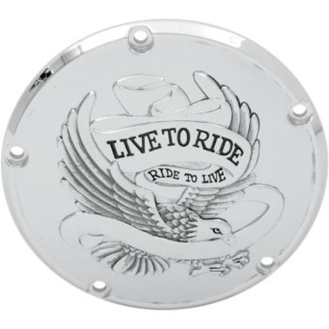 Chrome live to ride derby Cover Harley Twin Cam Softail Touring Dyna FLH Heritag