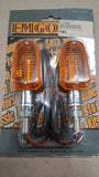 Emgo 61-75660 Mark II Polished Aluminum Mini Amber Motorcycle Turn Signals