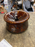 1800's Rockingham Glaze Stoneware Spittoon Cuspidor Brown Mottled Antique Bennin