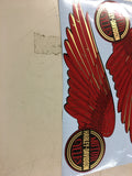 Pair Vintage Gas Tank Stickers Decals Shovelhead Ball wing RED FLH FLT Superglid