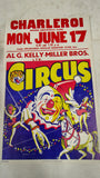 1950's- 1960's Al G. Kelly-Miller Bros. Circus Poster Charleroi PA June 17