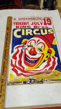 1951 King Bros Circus Poster Clown Art S Greensburg PA Enquirer Printing