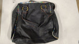 Vintage Coogi Patchwork Shoulder Bag Tote Black Leather Knit Accents Y2K
