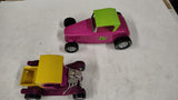 Vintage 1970s Tonka Hot Hauler Purple Glitter Truck & Pink Jalopy Hot Rod