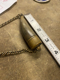 Antique Vintage Snuff Horn Mull Container Screw Cap Chain 3" Frontiersman 1800's