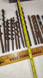 Vintage Auger Brace Bits Machinist Tap Die Combo Lot Black Metal Organizer Box