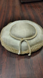 Vintage 1950s Beige Satin Half Hat Velvet Trim Bridal Cocktail Fascinator
