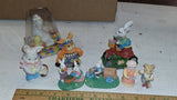 Vintage Easter Figurine Lot 15 Pc Resin Porcelain Bells Jubilee Bunny Family Box