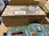 Vintage Taiyo M-4 Sherman Combat Tank battery-operated litho tin toy Japan Box