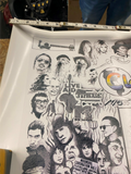 Vtg 34"x24" Poster Cleveland Rock N Roll Hall of fame Beatles Michael jackson Elvis Kiss