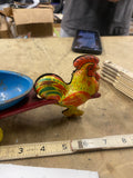 50's Vintage Wyandotte Tin Rooster Pull Tin Toy Egg Cart Farm Easter Collectible