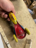 50's Vintage Wyandotte Tin Rooster Pull Tin Toy Egg Cart Farm Easter Collectible