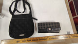 Vera Bradley Black Quilted Crossbody Hipster Bag & Turnlock Wallet Set
